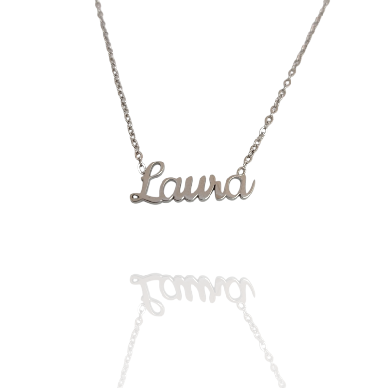 Collar con nombre de Laura en Acero Hipoalergénico 316l