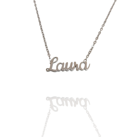 Collar con nombre de Laura en Acero Hipoalergénico 316l