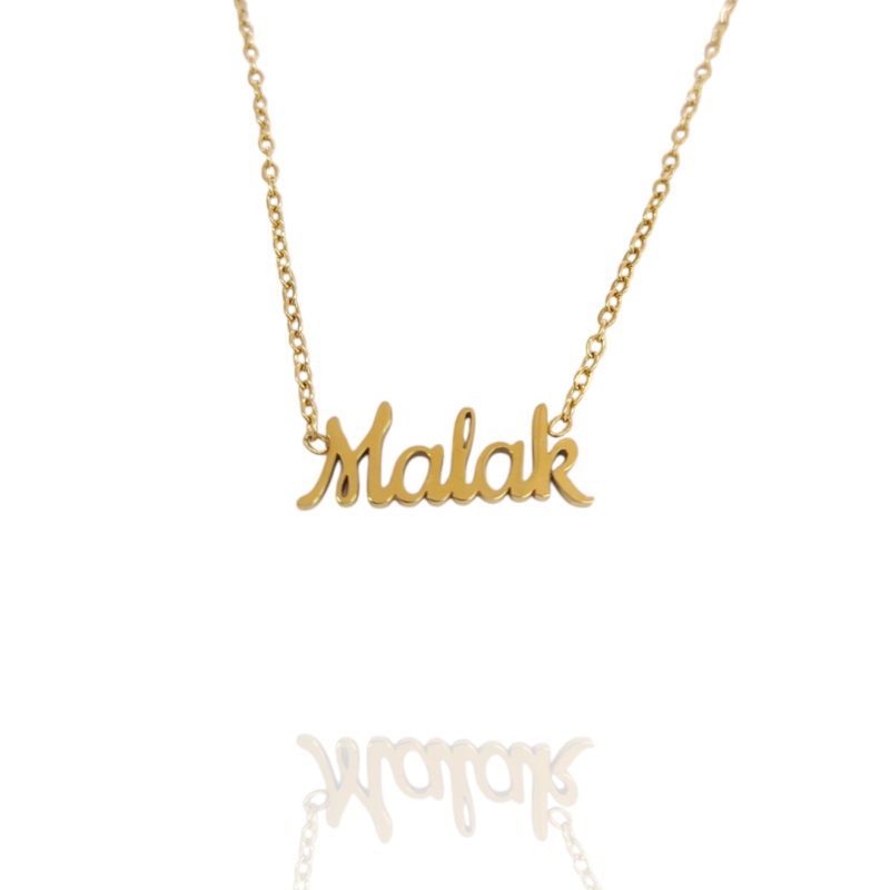 Collar con nombre de Malak en Acero Hipoalergénico 316l