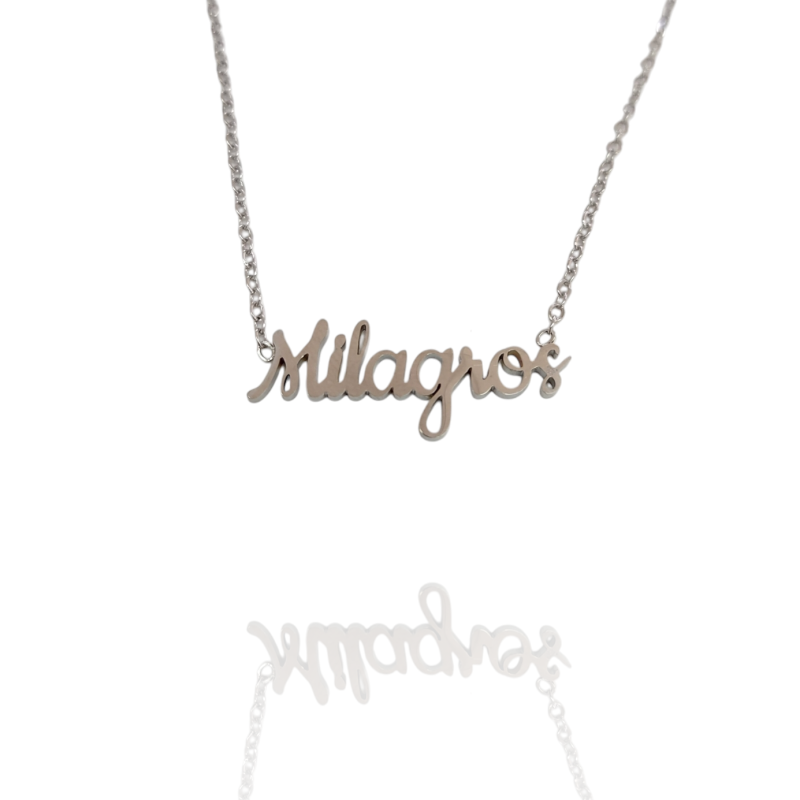 Collar con nombre de Milagros en Acero Hipoalergénico 316l