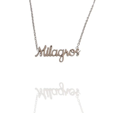 Collar con nombre de Milagros en Acero Hipoalergénico 316l