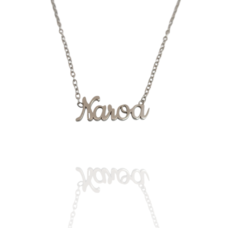 Collar con nombre de Naroa en Acero Hipoalergénico 316l