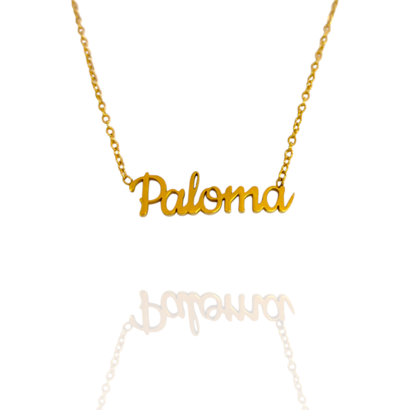Collar con nombre de Paloma en Acero Hipoalergénico 316l