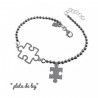 Pulsera de Piezas de Puzzle con cadena de bolas en Plata de Ley 925mls