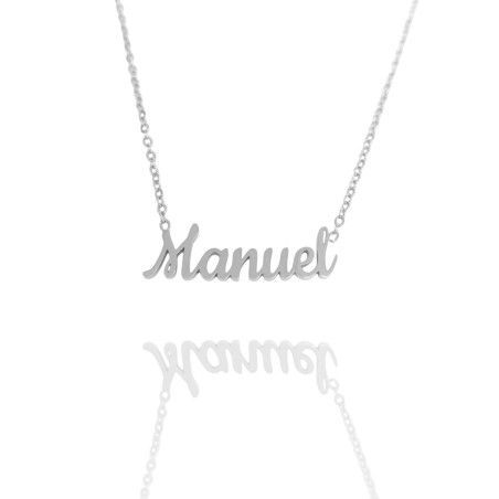 Collar con nombre de Manuel en Acero Hipoalergénico 316l