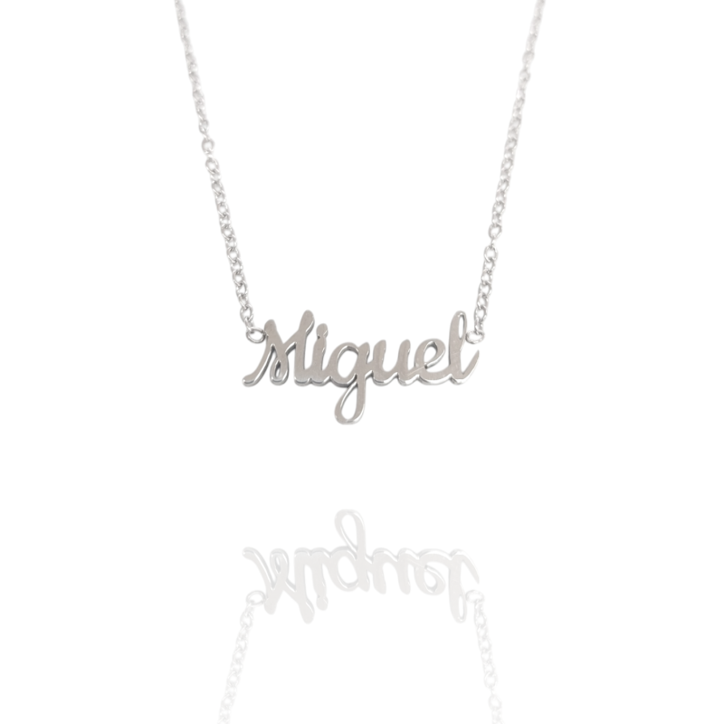 Collar con nombre de Miguel en Acero Hipoalergénico 316l