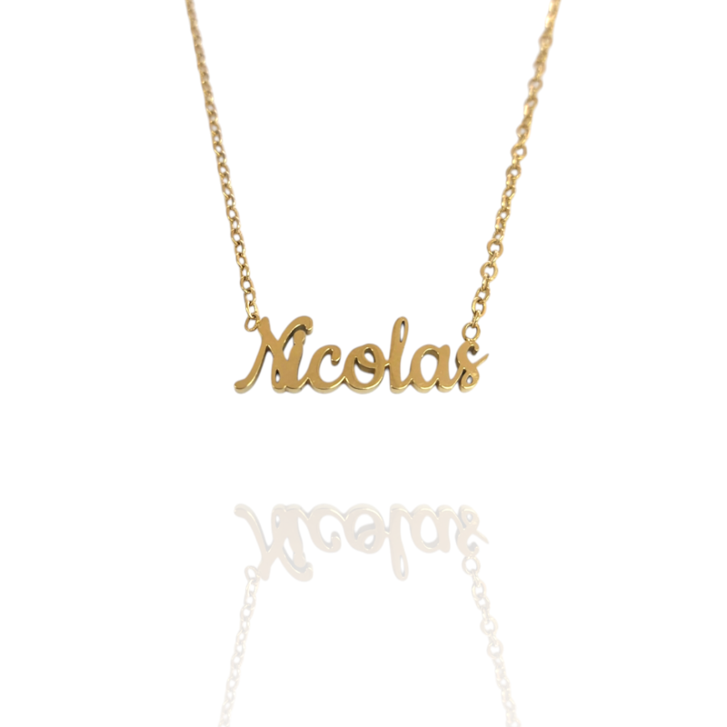Collar con nombre de Nicolás en Acero Hipoalergénico 316l