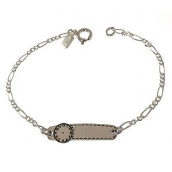Esclava Infantil Nombre con Reloj en Plata de Ley 925mls