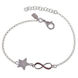 Pulsera de Infinito con Estrella en Plata de Ley 925mls