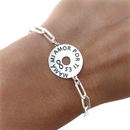 Pulsera de Mamá con Mensaje en Plata de Ley 925mls