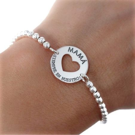 Pulsera de Mamá Siempre en Nuestro Corazón en Plata de Ley 925mls