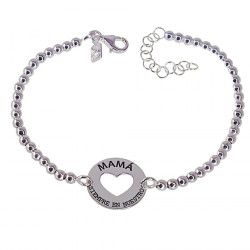 Pulsera de Mamá Siempre en Nuestro Corazón en Plata de Ley 925mls