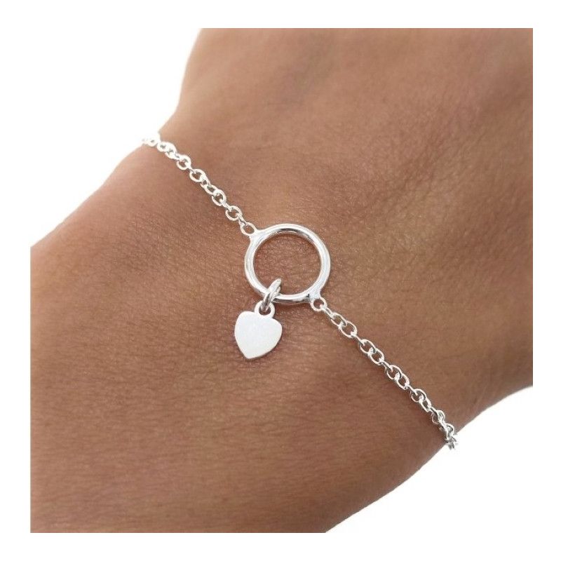 Pulsera Amuleto de Karma con Corazón en Plata de Ley 925mls