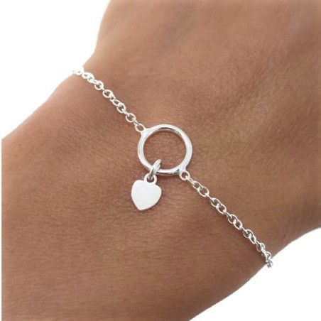 Pulsera Amuleto de Karma con Corazón en Plata de Ley 925mls