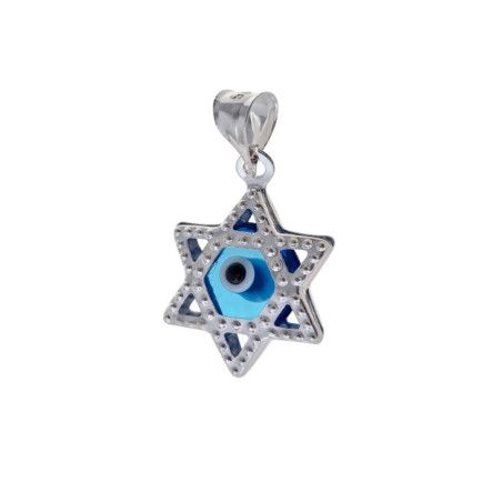 Colgante Amuleto Ojo Turco con Estrella de David en Plata de Ley 925