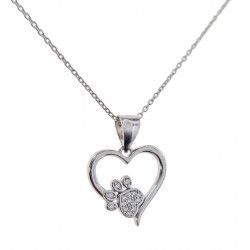 Gargantilla Corazón Calado con Huella en Plata de Ley 925mls