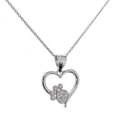 Gargantilla Corazón Calado con Huella en Plata de Ley 925mls