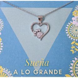 Gargantilla Corazón Calado con Huella en Plata de Ley 925mls