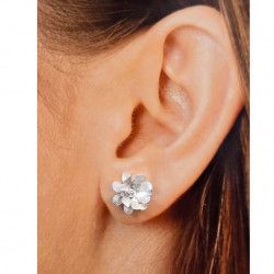 Pendiente Flor en Plata de Ley 925mls