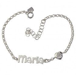 Pulsera con Nombre Personalizado con Circonita en Plata de Ley 925mls