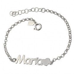 Pulsera con Nombre Personalizado con Corazón en Plata de Ley 925mls