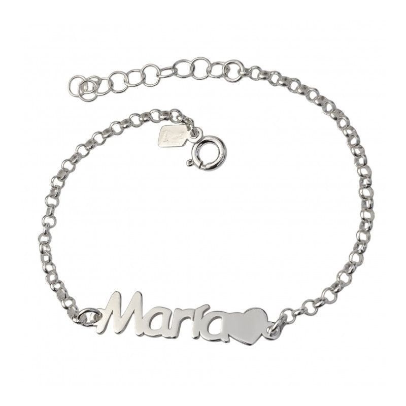 Pulsera con Nombre Personalizado con Corazón en Plata de Ley 925mls