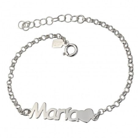 Pulsera con Nombre Personalizado con Corazón en Plata de Ley 925mls