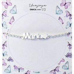 Pulsera con Nombre Personalizado con Corazón en Plata de Ley 925mls