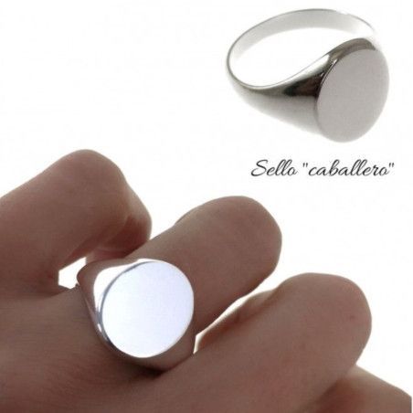 Sello de Caballero Ovalado Liso en Plata de Ley 925mls