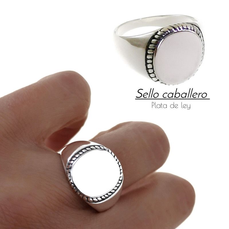 Sello de Caballero Ovalado Tallado en Plata de Ley 925mls