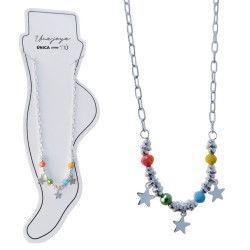 Tobillera de Estrellas con Entrepiezas de Colores en Plata de Ley 925
