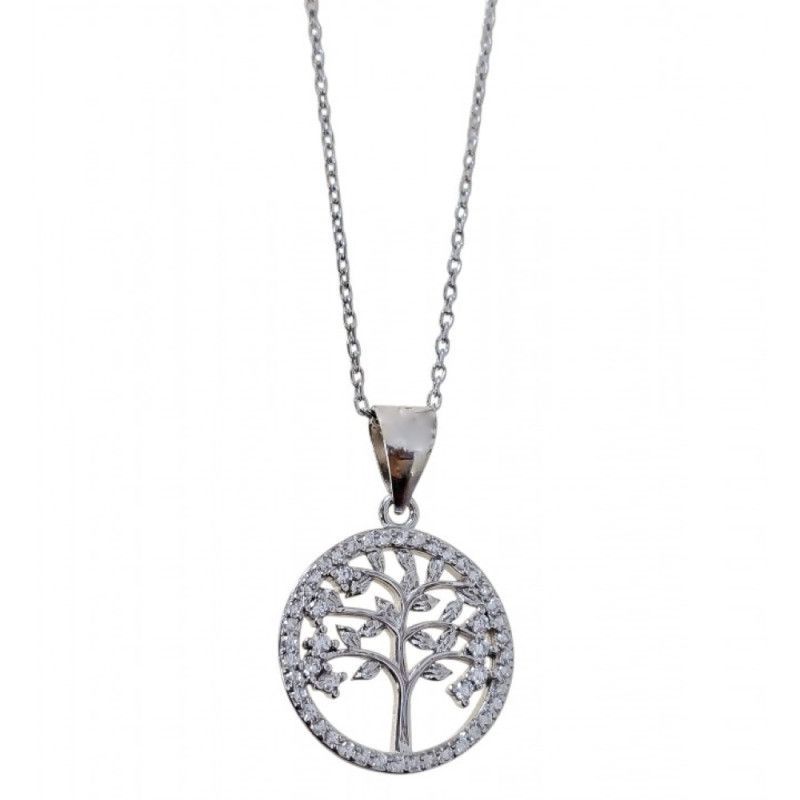 Gargantilla Árbol de la Vida con Circonitas en Plata de Ley 925mls