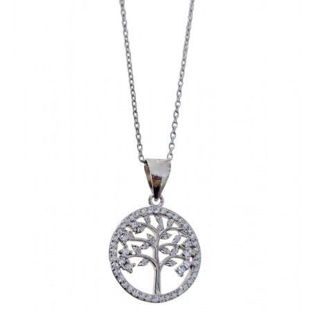 Gargantilla Árbol de la Vida con Circonitas en Plata de Ley 925mls