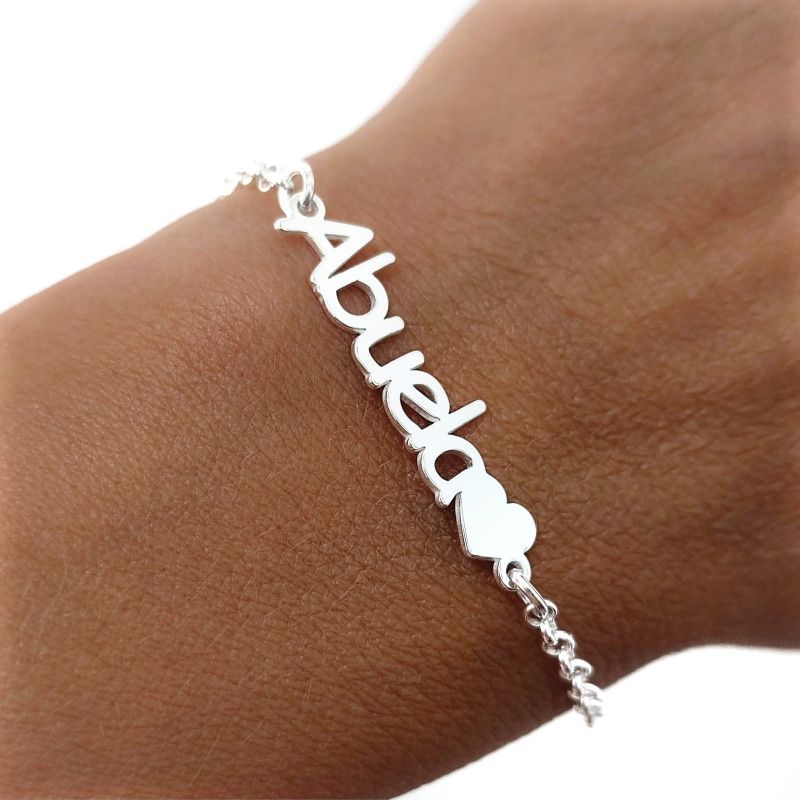 Pulsera de Abuela Corazón en Plata de Ley 925mls