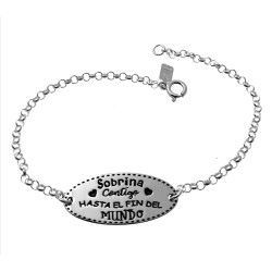 Pulsera Sobrina con Mensaje en Plata de Ley 925mls