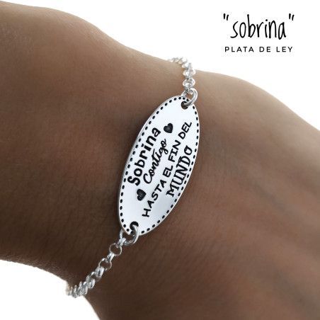 Pulsera Sobrina con Mensaje en Plata de Ley 925mls