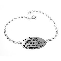 Pulsera Madrina con Mensaje en Plata de Ley 925mls