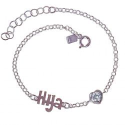 Pulsera de Hija con Circonita en forma de Corazón en Plata de Ley 925