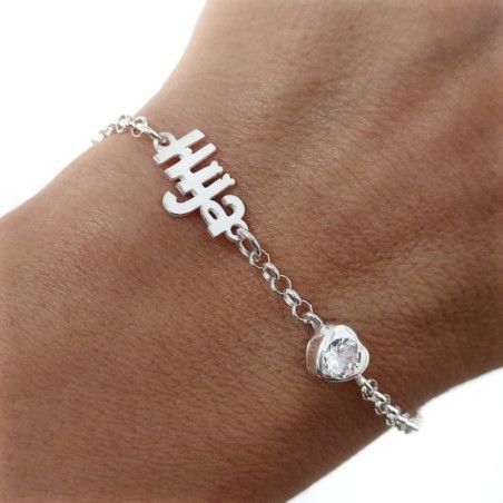 Pulsera de Hija con Circonita en forma de Corazón en Plata de Ley 925
