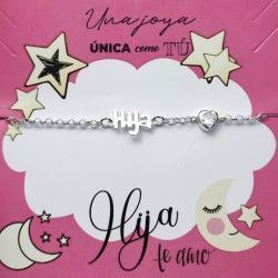 Pulsera de Hija con Circonita en forma de Corazón en Plata de Ley 925