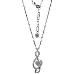 Gargantilla de Clave de Sol con Corazón en Plata de Ley 925mls