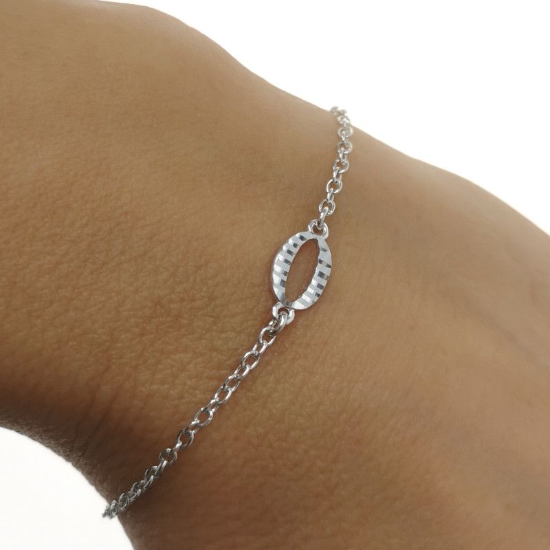 Pulsera Asa Ovalada Calada en Plata de Ley 925mls