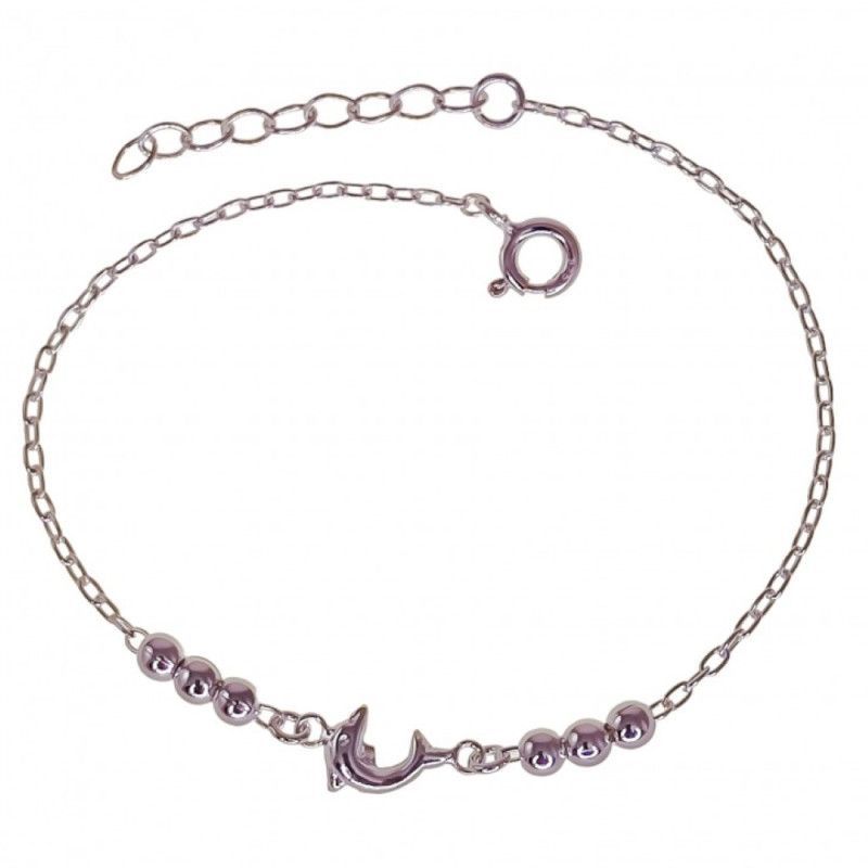 Pulsera Delfín con Bolitas en Plata de Ley 925mls