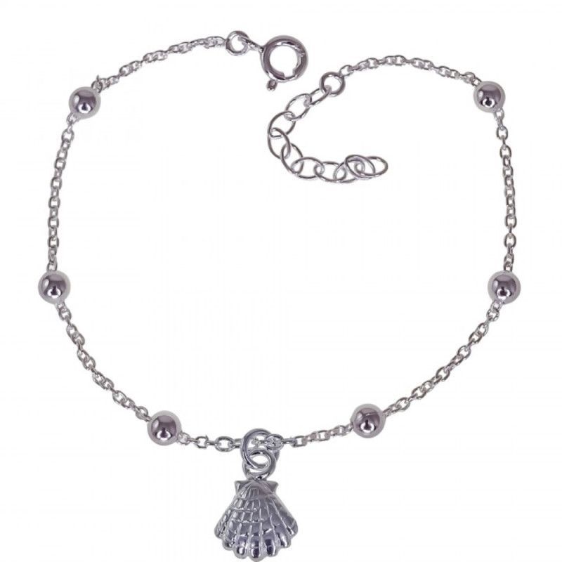 Pulsera Concha con Bolitas en Plata de Ley 925mls