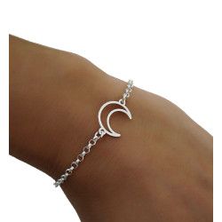 Pulsera de Luna Invertida Calada en Plata de Ley 925mls