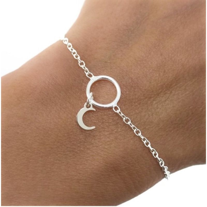 Pulsera Amuleto de Karma con Luna en Plata de Ley 925mls