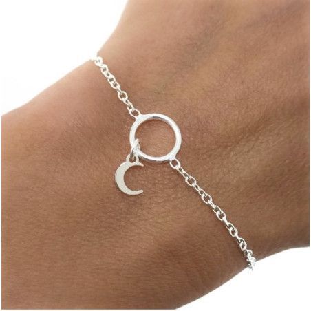Pulsera Amuleto de Karma con Luna en Plata de Ley 925mls
