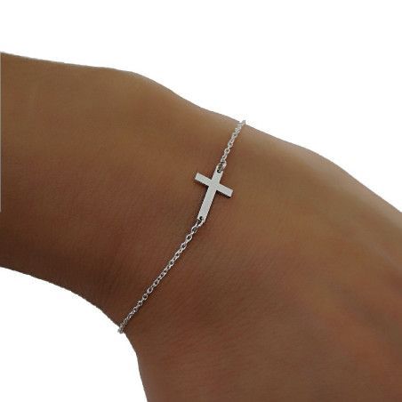 Pulsera Cruz en Plata de Ley 925mls