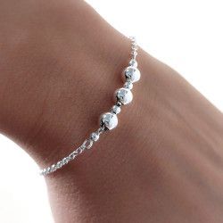 Pulsera de Bolas Combinadas en Plata de Ley 925mls