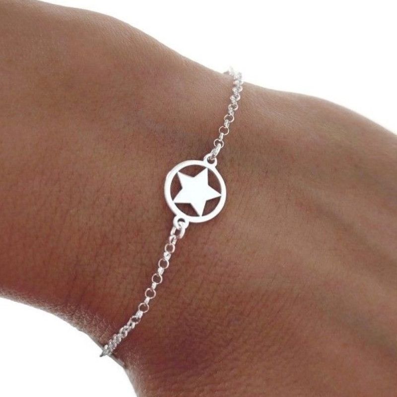 Pulsera de Estrellas con Cerco en Plata de Ley 925mls